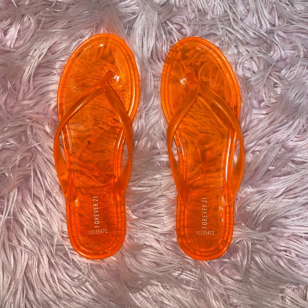 NEON ORANGE flip flops